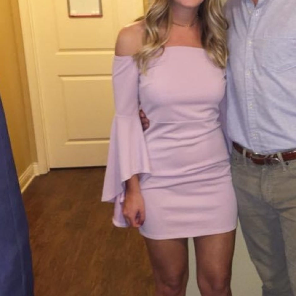 Light pink off the shoulder dress